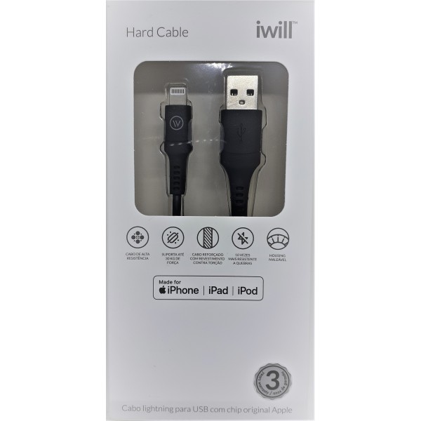 Hard Cable iwill - Cabo MFi Lightning para USB - cód. 10525